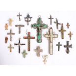 Collection of various Corpus Christi and Crosses to include a mother of pearl example, malachite and