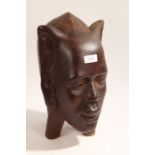 Large African hardwood head, 32cm high