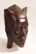 Large African hardwood head, 32cm high