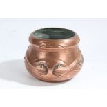 Art Nouveau Copper Pot, the bulbous body with lifted decoration, 14cm diameter