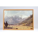 Mountainous landscape, offset lithograph printed in colours, on wove, 49.5 x 75cm (19 1/2 x 29 1/