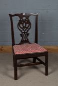 19th century mahogany vase back dinging chair, with a wavy cresting rail above a pierced vase back