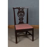 19th century mahogany vase back dinging chair, with a wavy cresting rail above a pierced vase back