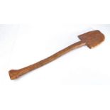 A late 18th/early 19th century wooden spade, probably beech, with slightly arched blade, unusual