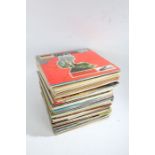 A box of vinyl records