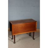 19th century mahogany drop leaf table, the later rectangular top inlaid with a boxwood border,