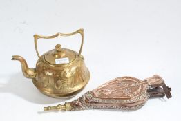 An Art Nouveau copper bellows and kettle (2)