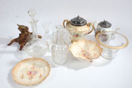 Collection of ceramics and glassware to include devon ware, cut glass decanters, glasses etc (Qty)