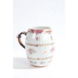 Late 18th/early 19th century Chinese export porcelain mug, with polychrome painted pink and purple