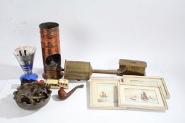 Collection of mixed items, to include a Alformant R.L.P. copper burner, roasting jack, brass money