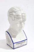 20th century porcelain Phrenology head, 30cm high