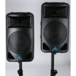 Pair of Alto PS2A speakers with tropod stand, both speakers with build in amplifers serial number