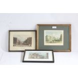 'St Jame's Place, Pall Mall', Regent Street from Piccadilly' and 'The Italian Opera'  Three etchings