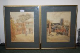V S Hine, Country Scenes, both signed, pair of watercolours (2)