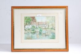 riverside cottage watercolour signed 'Elliot' (lower right) 20 x 27cm (7 7/8 x 10 5/8in)