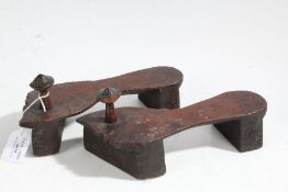 Pair of wooden Khadau sandals, 25.5cm long (2)