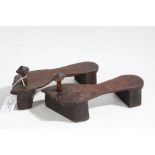 Pair of wooden Khadau sandals, 25.5cm long (2)