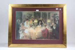 Dinner party scene Offset lithograph printed in colours, on wove, 390 x 500mm (15 3/8 x 19 3/4in)(I)