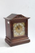Winterhalder & Hofmeier oak bracket or table clock, the gilt dial with a silvered chapter ring and