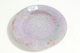 Ruskin mottled lustre plate, with a blue and purple ground, stamped to the foot rim, 18cm diameter