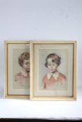 James Arden Grant (1887-1974), Portraits of Melanie, both signed, pair of pastels (2)