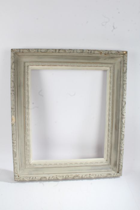 Large 20th century painted rectangular picture frame, decorated with floral borders, 78cm by 67cm