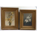 (19th Century) lilies and daffodils  a pair, one inscribed 'ERB' (verso) 36.5 x 24.5cm (14 3/4 x 9