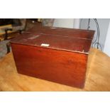 20th century mahogany box, the tip with two panels opening to reveal storage compartments, 41cm wide