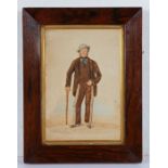 Irish School (19th century) Portrait of a country gentleman with shillelagh, watercolour on paper,