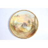 A Royal Doulton cabinet plate hand painted scene of Aberfoyle bridge Scotland, signed J. Hughs,