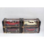 Four Maisto boxed models, to include a Mini Cooper, a Jaguar XKR, Jaguar XJ220 and a Jaguar Mark II,