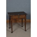 George III oak side table, the rectangular top above a single drawer raised on cylindrical legs, AF,