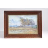 A J Wall, Landscape with Mill, signed (lower right), watercolour  20 x 32cm