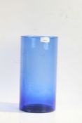 Large Bristol blue glass style vase of cylindrical form, 30cm high