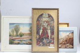 J W Beeton, Coastal Scene, signed, oil on board together with four further pictures (5)