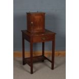 A pine hanging cupboard, of small proportions, together with an Edwardian side table, (2)