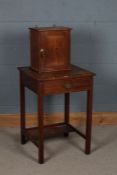 A pine hanging cupboard, of small proportions, together with an Edwardian side table, (2)