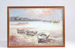 coastal scene signed 'G Fleming' (lower right) acrylic on board 34 x 49.5cm (13 3/8 x 19 1/2in)