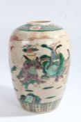 20th century Chinese crackled glazed vase, decorated with figures in a landscape, four character