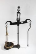 Large cast iron set of scales together with weights, 76cm high