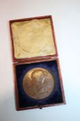 Queen Victoria commemorative medallion housed within red leather clad box