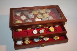 41 modern pocket watches, to include hunter and open face examples, with gilt and stainless steel