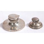 Edward VII silver capstan ink well, Birmingham 1908, maker William Adams Ltd. together with a