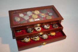 42 modern pocket watches, to include hunter and open face examples, with gilt and stainless steel