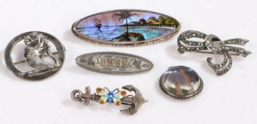 A set of 6 silver brooches, total weight approximately 37.28 grams