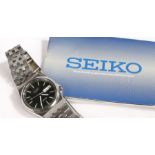 Seiko Quartz SQ 100 gentlemans wristwatch, reference No 7N438140 the black dial with silvered