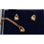 18 carat gold diamond chain link necklace together with a pair of 18 carat gold and diamond