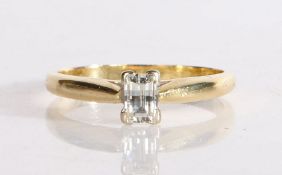 An 18 carat gold princess cut diamond set solitaire ring, the central diamond at 0.47 carat with