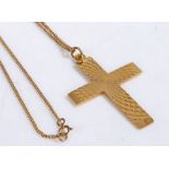 9 carat gold cross together with a 9 carat gold chain link necklace, both stamped 375, gross