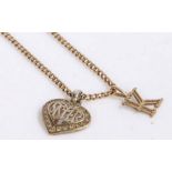 9 carat gold chain link necklace together with two unmarked pendants on in the form of the letter